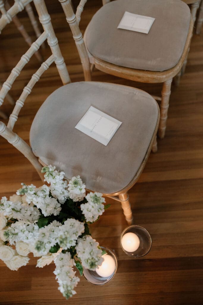 Reserved wedding ceremony chairs at The Edinburgh Grand in Edinburgh