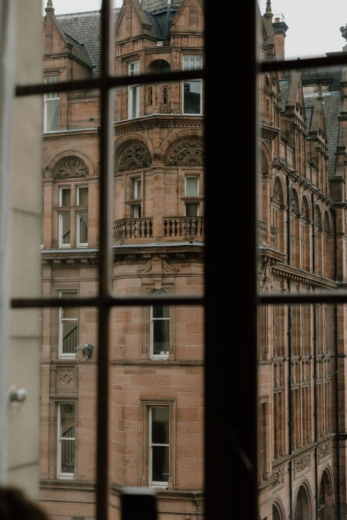 View of Edinburgh city architecture from a window at The Edinburgh Grand